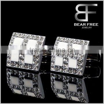 Cubic Zirconia Inlay Square Enamel Cufflinks for men and boys                        
                                                Quality Choice