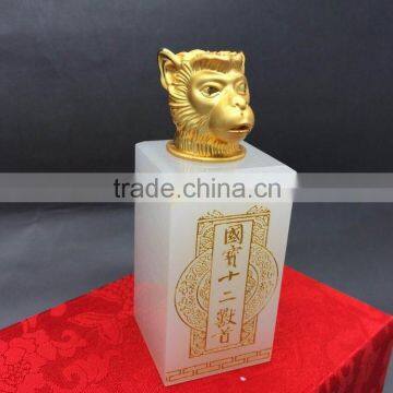 [Factory Sale ]Twelve Animal Zodiac 24K Gold Plating seal ,Afghanistan White Jade Monkey Seal