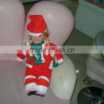 18" music reborn Christmas plastic girl doll for with hat&scarf