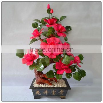 Jade fengshui tree, decorative money tree 8 peony flower