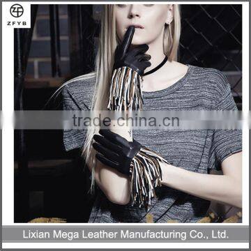 Fashion Italian Dress Women Hand made Motorcycle Driving Fringed Leather Gloves                        
                                                Quality Choice