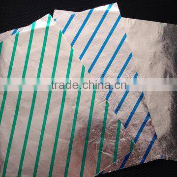 pop-up aluminium foil sheets with diagonal colored stripes