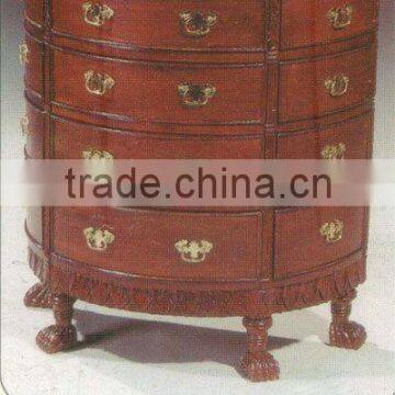 Rounded Front Sunburst Chest Mahogany Indoor Furniture.