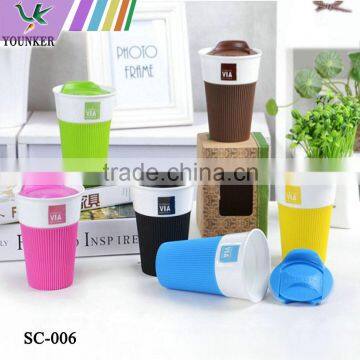 Travel Mug Cup With Silicone Lid Cover Cap Sets photo-6