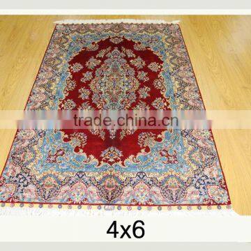 4x6ft luxury hand knotted silk Persian Oriental handmade carpet