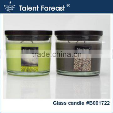 Wooden Cover 3-wicks Glass Candle, Clean Glass Cup Scented Votive Candle photo-2