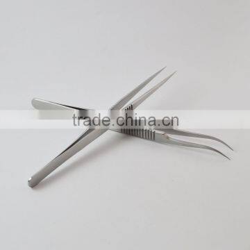 Professional Eyelash Extension Tweezers Set Curved Tip Tweezer with Straight Tweezer (Extra Holding Grip)