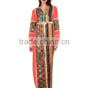 2015 free season Arabic dubai Muslim V neck fancy jalabiya kaftan wear fashion abaya