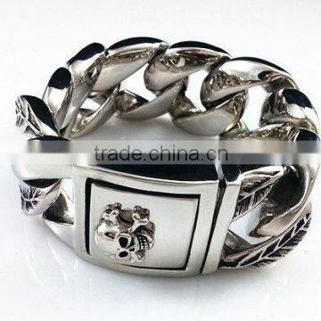 AB011 popular big heavy 316l stainless steel leaves bracelets jewelry