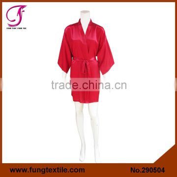 290504 Women Short Silk Satin Plain Girl Robe