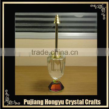 custom made large crystal perfume bottles yellow metal top