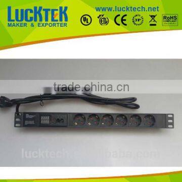 19" 6 WAY GERMANY TYPE MONITOR INTELLIGENT PDU WITH RJ45 NETWORK PORTS