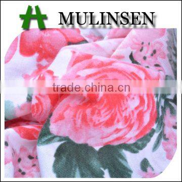 Shaoxing Knitted poly spun beautiful flower print fabric