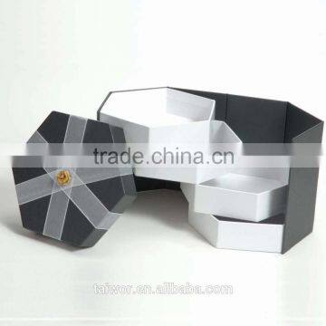 High End Custom Four Layers Hexagon Shape Paper Gift Packaging Box