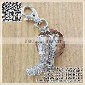 White Flower White Crystal High-Heeled Shoes Scoop Key Chain