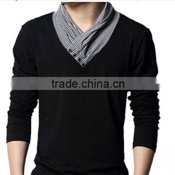 New style long line t shirt men long sleeves collar t-shirt