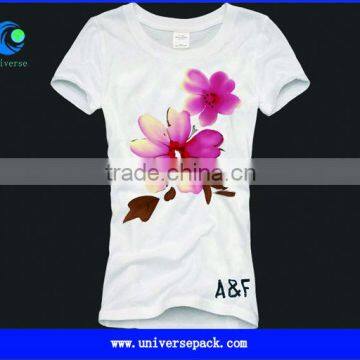 combed cotton round neck tshirts with flower printing