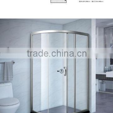 Bathroom Shower with curved glass enclosure