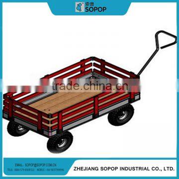 Manual Steel&Plastic tub Storage garden Cart with four wheel