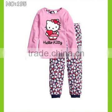 pink hello kitty image printed pyjamas set 100 cotton sleepwear children cartoon pajamas                        
                                                Quality Choice