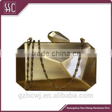 2014 fashion evening handbag in brush brass color with chain