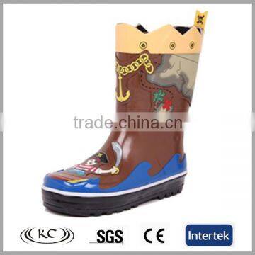 brown rain boots with cute print for kids