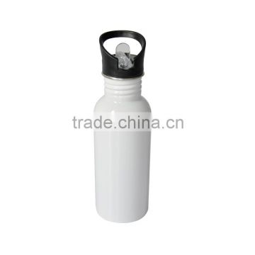 600ml Stainless Steel Water Bottle with Straw Top,White