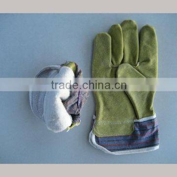 Pig Split Leather Full Palm Rubberized Cuff Leather Safety Glove-3590 photo-4