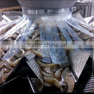 High speed sticky products packaging machine with dimpled surface combination weigher