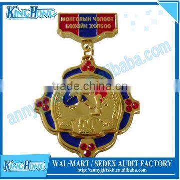 Customized Die casting 2D / 3D gold silver bronze metal medal producer