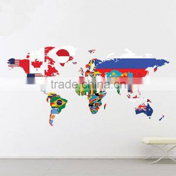 Flag colorful DIY world map vinyl wall sticker, enjoy it!