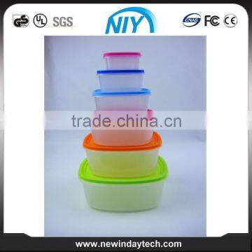 7 sets microwave plastic food preserving box, container with colorful lid