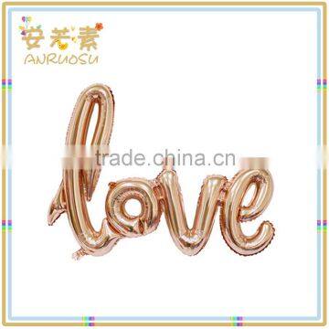 Golden Love-shaped Helium Balloons for Party&Wedding