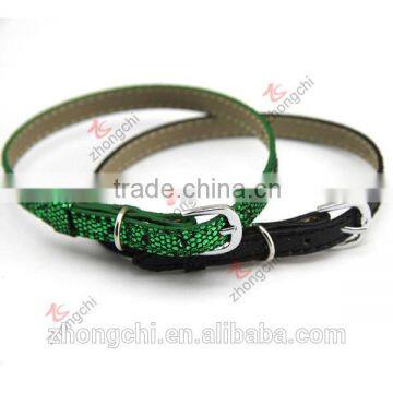 Cheap pu glitter leather cats collar, fashion simple design cat collar factory price
