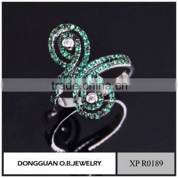 Costume Jewelry Supplies Fashion Black Gold Jewelry Green Stone Finger Ring photo-5