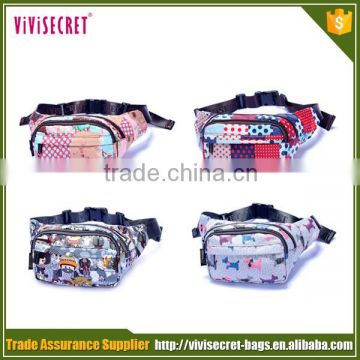 The most popular flower pattern nylon fabric long strap small men belt bag