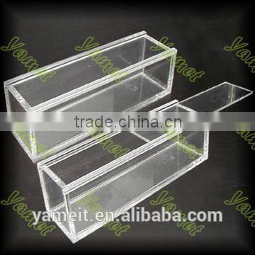 Fashion Clear plexiglass rectangle acrylic storage box with sliding lid