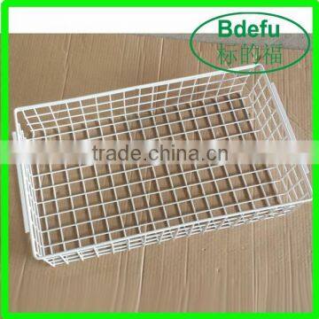 Supermarket White Metal Wire Basket