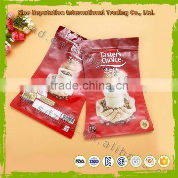 Hot selling aluminum foil stand up coffee packaging pouch with zipper top in best quality