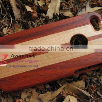 Red Wood and Maple Wood Mobile Phone Case For Iphone5 with Apple Logo Hole