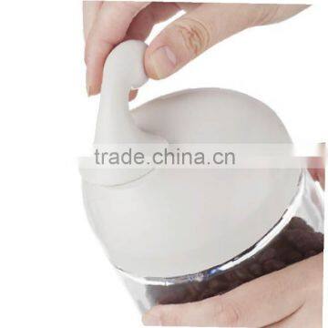 SINOGLASS trade assurance 450ml unique design plastic clip top glass food storage jar