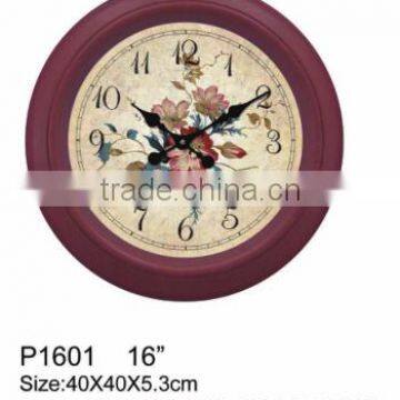 hot selling round old style 16inch plastic wall cloc
