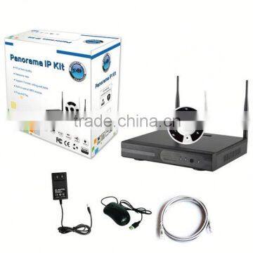 Wifi fisheye ip camera nvr wireless kit