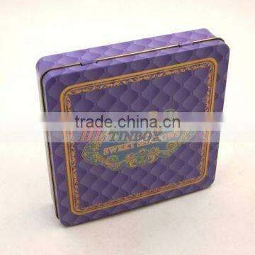 Square Make-up Cosmetic Tin Box With Hinged photo-2