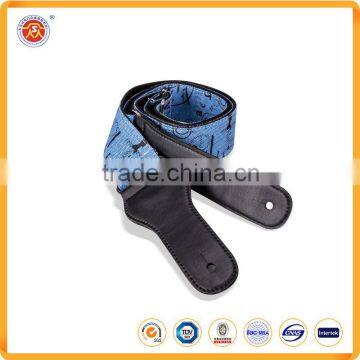 Leather Guitar Strap Ends and Custom Logo Cotton Material Jean Guitar Strap Acoustic Guitar Strap photo-4
