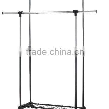 Bottom shelf and Expandable Double bar highest and length Garment Rack