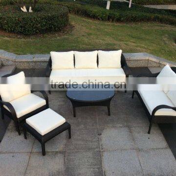 Outdoor Garden Rattan Wicker Patio Furniture Set LoveSeat and Chair Sofa Furniture Seat Brown With Cushion