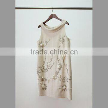 Lady beaded sleeveless dress/handmade