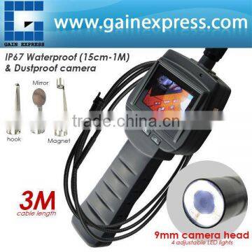 3M Cable Industrial 2.4" HD Endoscope 9mm Camera 4 LED Snake Scope Waterproof IP67 Car Engine Inspection Pipe Borescope