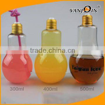 200ML - 700ML Bulb Shape Plastic Juice Cup , Light Bulb Candy Plastic Bottle